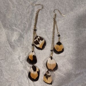 Elegant Feather Drop Earrings